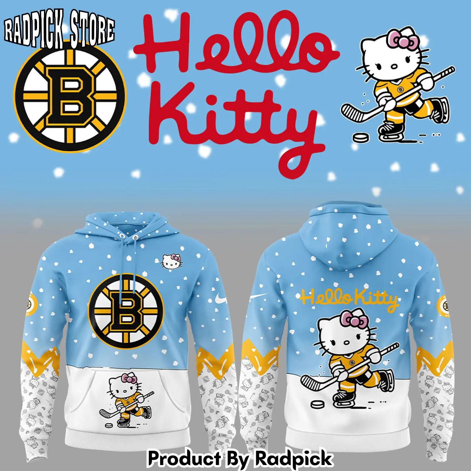 Boston bruins x hello kitty hoodie joggers hoodie and long pants set 1 rp291903